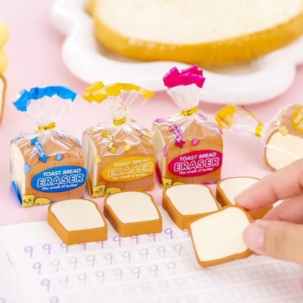 4 Pcs Bread Erasers