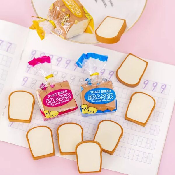 4 Pcs Bread Erasers - Image 2