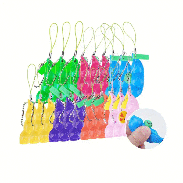 Funny Beans Squishy Squeeze Peas Edc Fidget Toys Pendants Keychain Stress Relief - Image 6