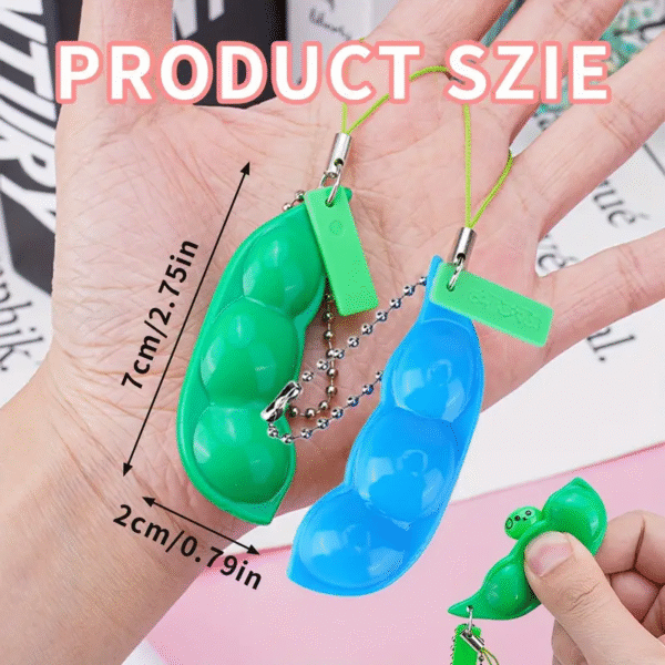Funny Beans Squishy Squeeze Peas Edc Fidget Toys Pendants Keychain Stress Relief - Image 7