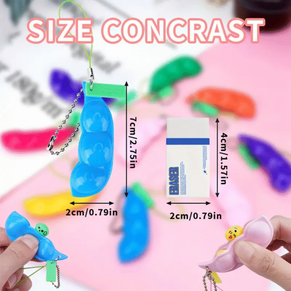 Funny Beans Squishy Squeeze Peas Edc Fidget Toys Pendants Keychain Stress Relief - Image 8