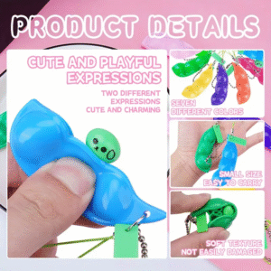 Funny Beans Squishy Squeeze Peas Edc Fidget Toys Pendants Keychain Stress Relief