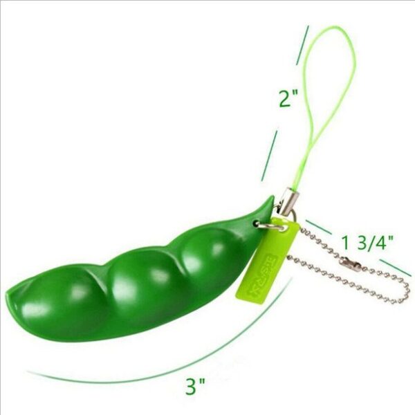 Funny Beans Squishy Squeeze Peas Edc Fidget Toys Pendants Keychain Stress Relief - Image 2