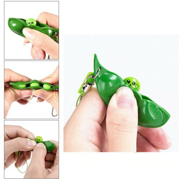 Funny Beans Squishy Squeeze Peas Edc Fidget Toys Pendants Keychain Stress Relief