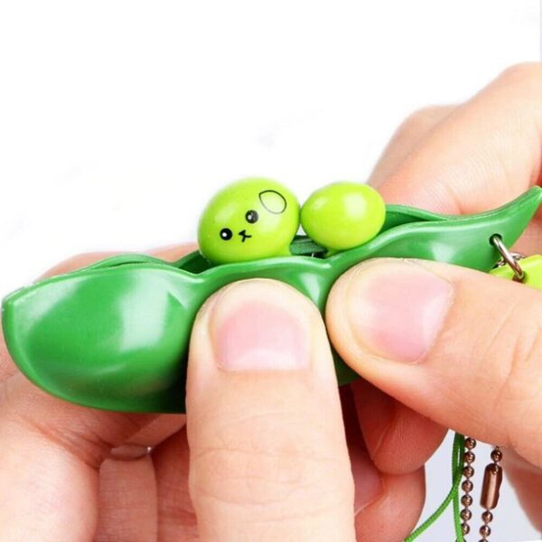 Funny Beans Squishy Squeeze Peas Edc Fidget Toys Pendants Keychain Stress Relief - Image 3