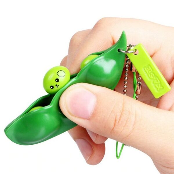 Funny Beans Squishy Squeeze Peas Edc Fidget Toys Pendants Keychain Stress Relief - Image 5