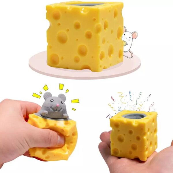 Funny Squishy Cute Antistress Squeeze Rising Toys Mouse Cheese Mouse Puppet Toy - Image 2