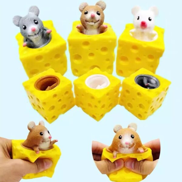 Funny Squishy Cute Antistress Squeeze Rising Toys Mouse Cheese Mouse Puppet Toy