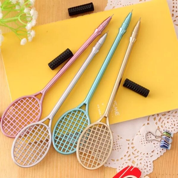 RACKET 1Pcs Personalized Kawaii Writing Pens Creative School Stationery Cute Badminton Racket Gel Pen For Kids 0.38mm Random