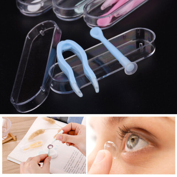 Contact Lens Case Applicator Remover Set Wearing Stick Inserter Soft Tip Tweezers Hygienic Case Makeup Tool Normal - Image 2