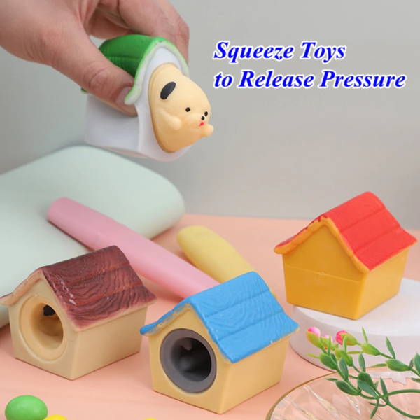 Funny Squishy Cute Antistress Squeeze Rising Toys Mouse Dog House Puppet Toy - Image 2