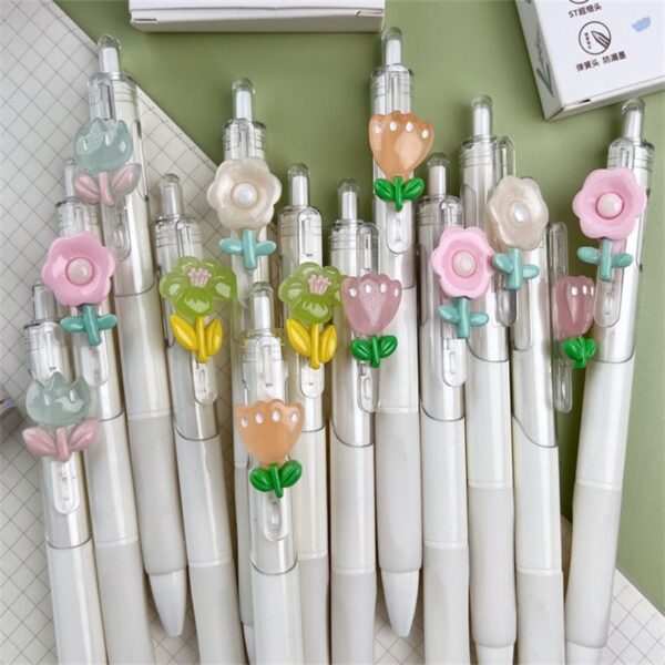 Flower High Quality Press Neutral Floral Embossed Water Ink Pen Random Color