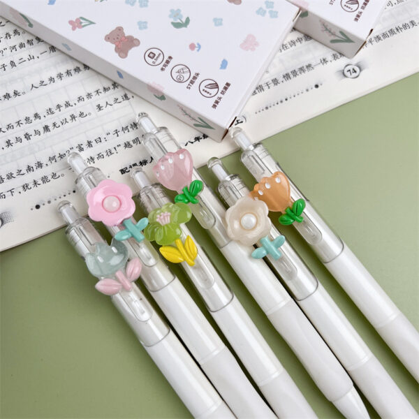 Flower High Quality Press Neutral Floral Embossed Water Ink Pen Random Color - Image 3