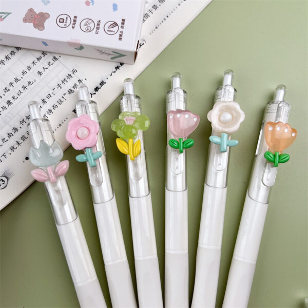 Flower High Quality Press Neutral Floral Embossed Water Ink Pen Random Color - Image 4