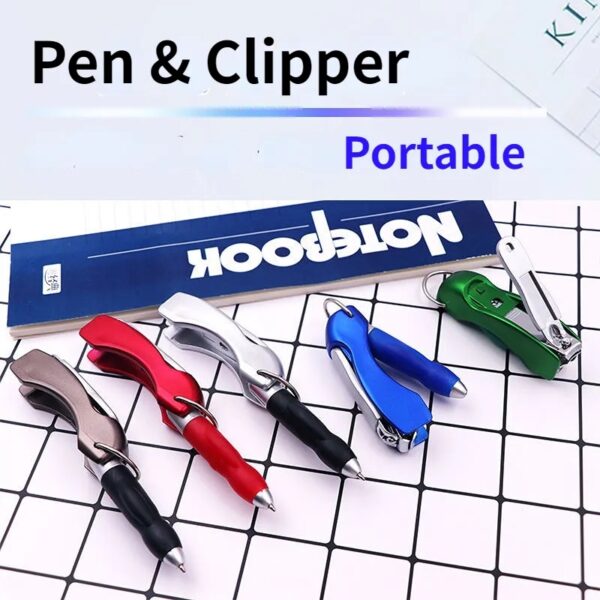 NAIL CLIPPERS Protable Key Chain Ballpoint Pen Folding Metal Nail Clippers Ballpoint Pens