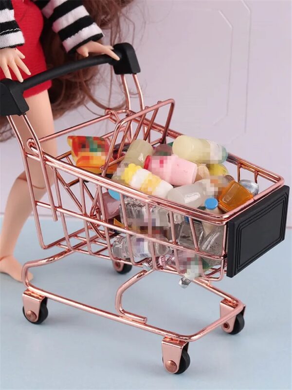 Miniature Mart Trolly Model Supermarket Shopping Cart Baby House Accessories OB11 Mini Cart BJD Scene Dollhouse Decoration - Image 4