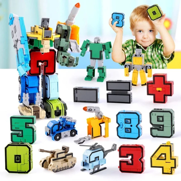 Transformation Number Robot Deformation Figures City DIY Creative Building Blocks Sets