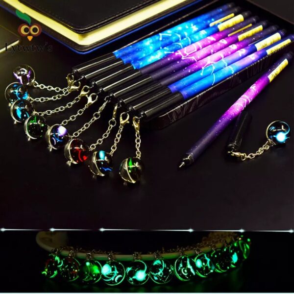 ZODEC Stationery Constellation Noctilucent Pendant Black Student Neutral Cute Kawaii Signature Lovely Pendant Gel Pen - Image 6