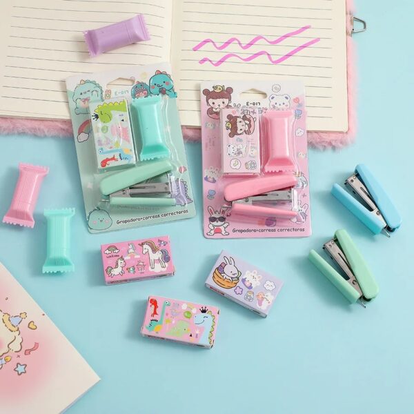 Stapler Highlighter Set with Staplers Pins Box