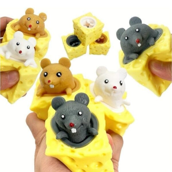 Mini Funny Squishy Cute Antistress Squeeze Rising Toys Mouse Cheese Mouse Puppet Toy - Image 3