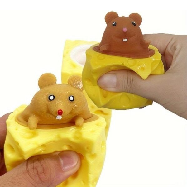 Mini Funny Squishy Cute Antistress Squeeze Rising Toys Mouse Cheese Mouse Puppet Toy - Image 4