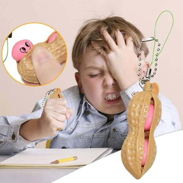 Funny Peanut Beans Squishy Squeeze Peas Edc Fidget Toys Pendants Keychain Stress Relief - Image 2
