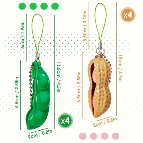 Funny Peanut Beans Squishy Squeeze Peas Edc Fidget Toys Pendants Keychain Stress Relief - Image 3