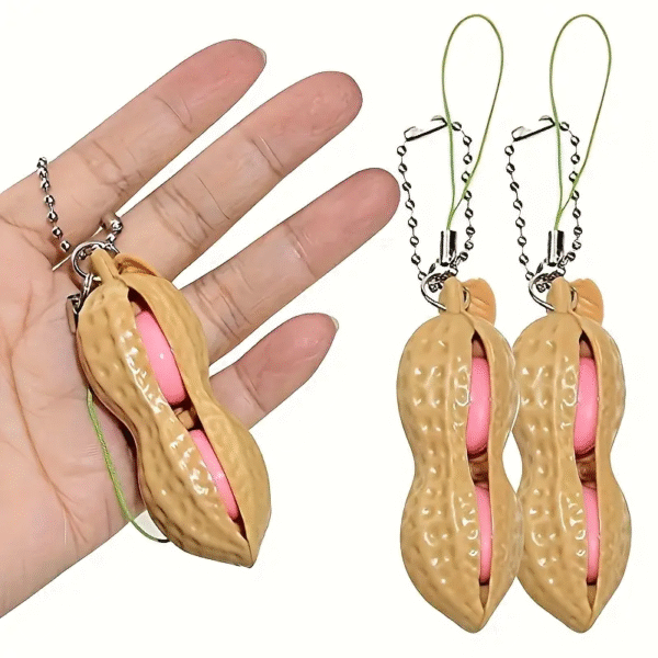 Funny Peanut Beans Squishy Squeeze Peas Edc Fidget Toys Pendants Keychain Stress Relief - Image 5